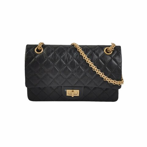 Chanel2.55 Flag Bag經典中號油蠟皮菱格絎縫長方形旋扣單肩包