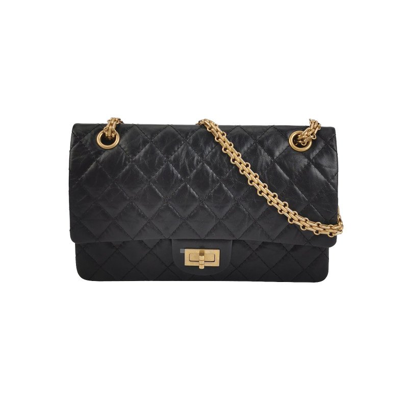 Chanel2.55 Flag Bag經典中號油蠟皮菱格絎縫長方形旋扣單肩包-0