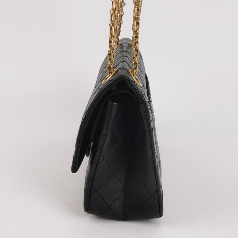 Chanel2.55 Flag Bag經典中號油蠟皮菱格絎縫長方形旋扣單肩包-2