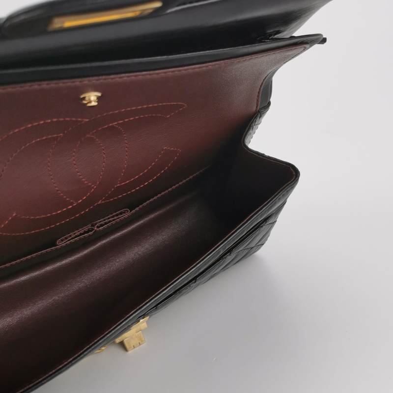 Chanel2.55 Flag Bag經典中號油蠟皮菱格絎縫長方形旋扣單肩包-6