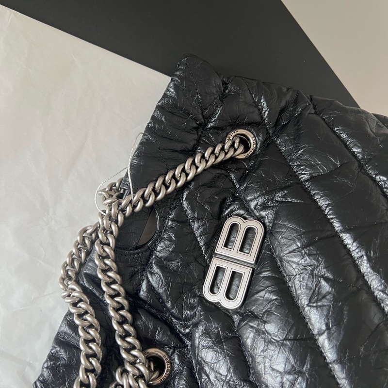 Balenciaga 巴黎世家Crush黑色小號垃圾袋 尺寸約24x26cm。-5