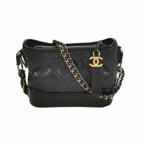 Chanel Gabrielle流浪包小號油蠟皮菱格絎縫雙 鏈條設計單肩包