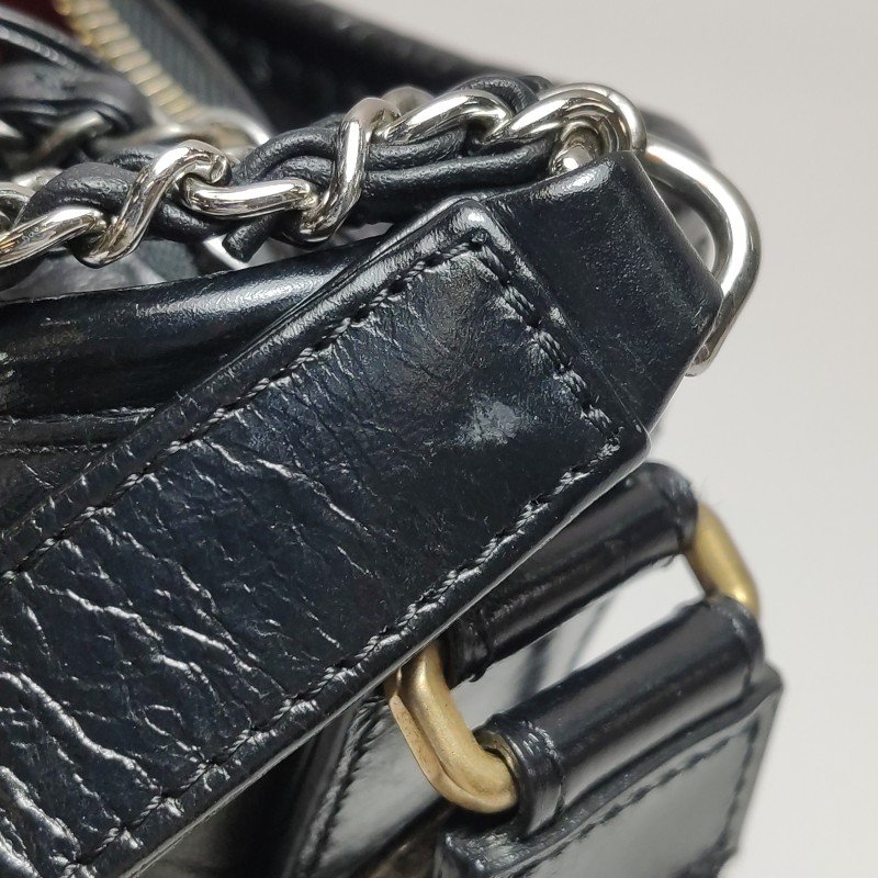 Chanel Gabrielle流浪包小號油蠟皮菱格絎縫雙 鏈條設計單肩包-11