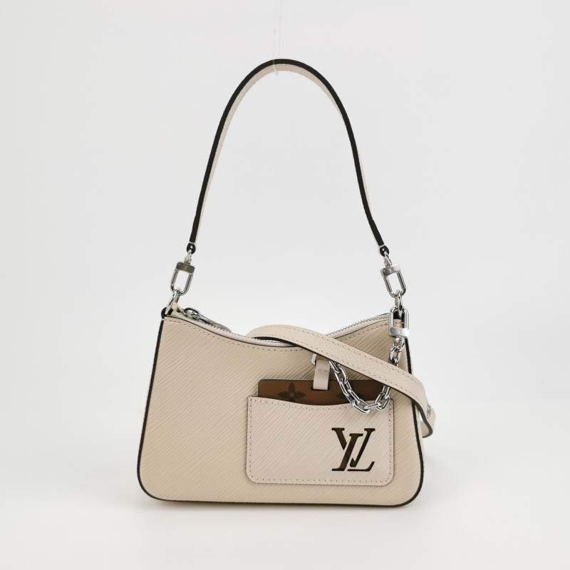 Louis Vuitton (LV)Marellini牛皮水波紋字母Logo子母包單肩包晶片款-8