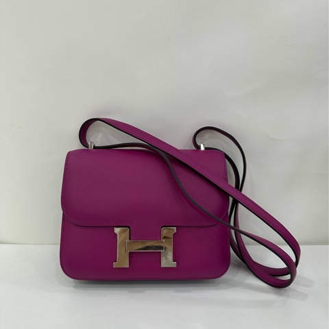Hermes愛馬仕 康康19 mini constance 海葵紫 銀扣 D刻 evercolor皮
