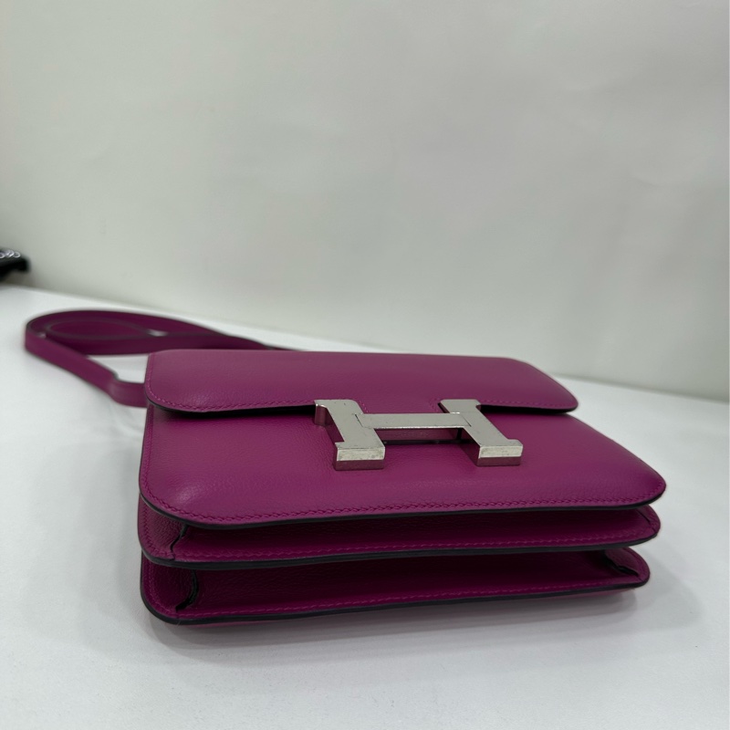 Hermes愛馬仕 康康19 mini constance 海葵紫 銀扣 D刻 evercolor皮-3