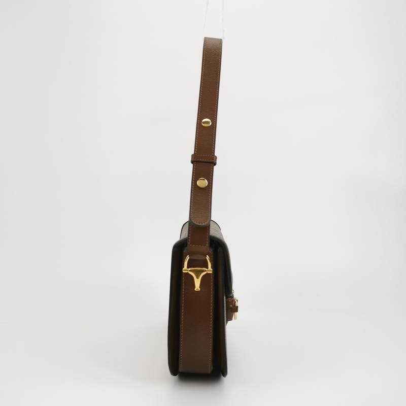 Gucci 1955中牛皮GG老花馬銜扣斜背包-3