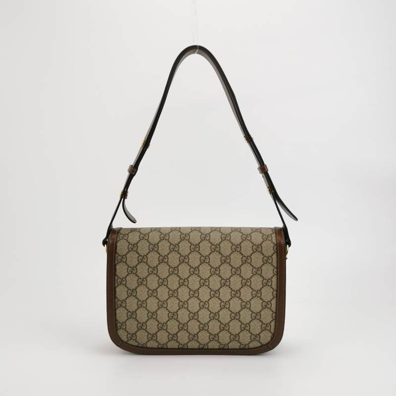 Gucci 1955中牛皮GG老花馬銜扣斜背包-4