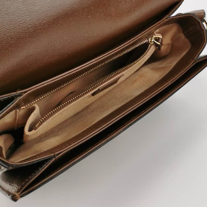 Gucci 1955中牛皮GG老花馬銜扣斜背包-6