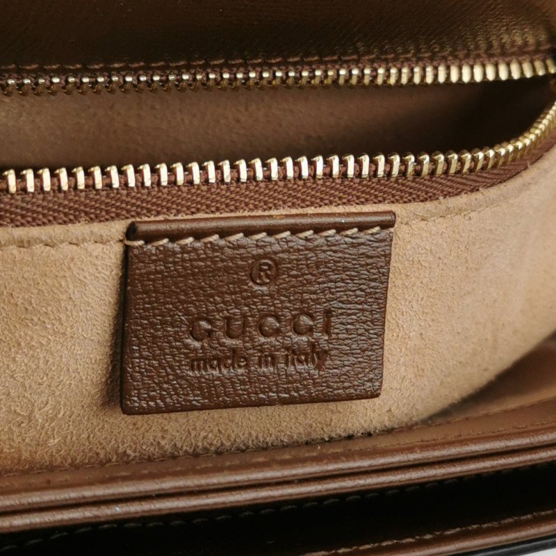 Gucci 1955中牛皮GG老花馬銜扣斜背包-7