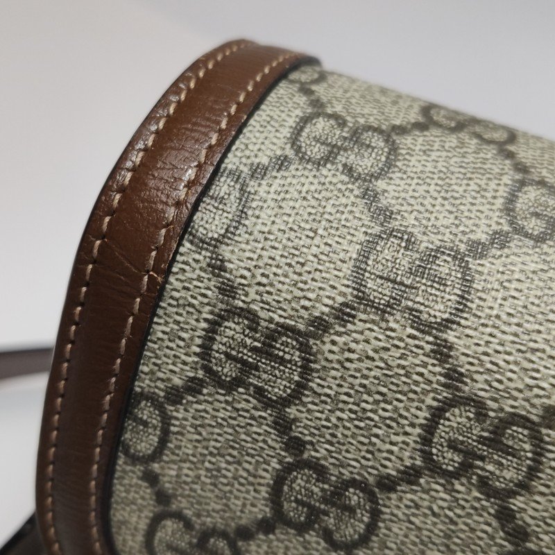 Gucci 1955中牛皮GG老花馬銜扣斜背包-15