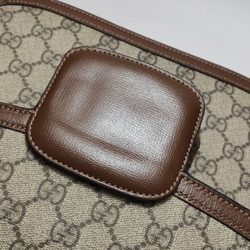 Gucci 1955中牛皮GG老花馬銜扣斜背包-28