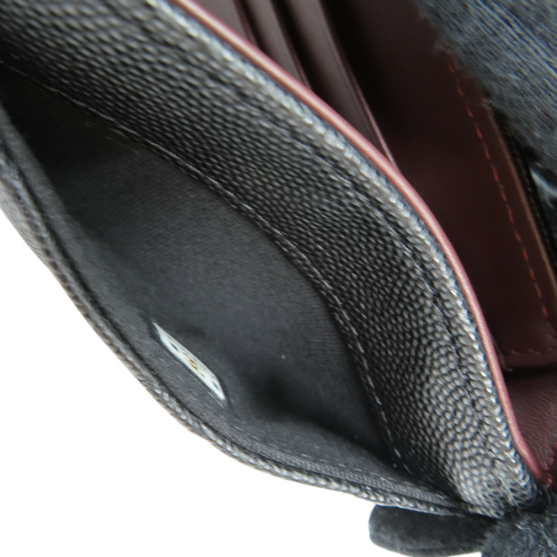 黑色 荔枝紋牛皮 兩折短夾【CHANEL 香奈兒】 AP3070-6