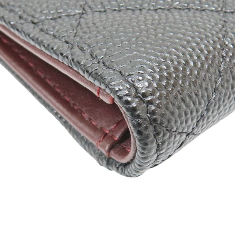 黑色 荔枝紋牛皮 兩折短夾【CHANEL 香奈兒】 AP3070-13