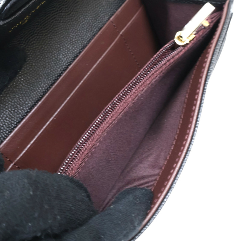 黑色 荔枝紋 牛皮 M-Medium 扣式長夾 金扣 【CHANEL 香奈兒】 AP1000-6