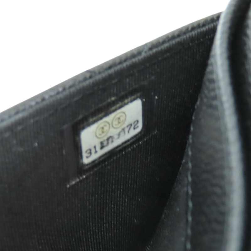 黑色 荔枝紋 牛皮 M-Medium 扣式長夾 金扣 【CHANEL 香奈兒】 AP1000-11