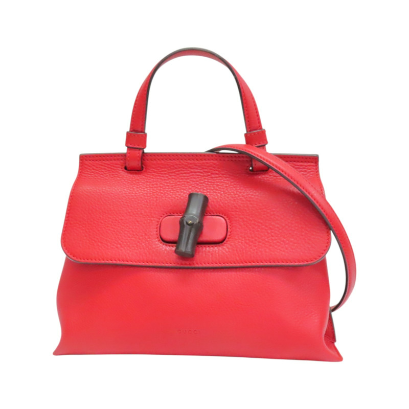 紅色 牛皮 Bamboo Daliy 兩用包【GUCCI 古馳】 370831-0