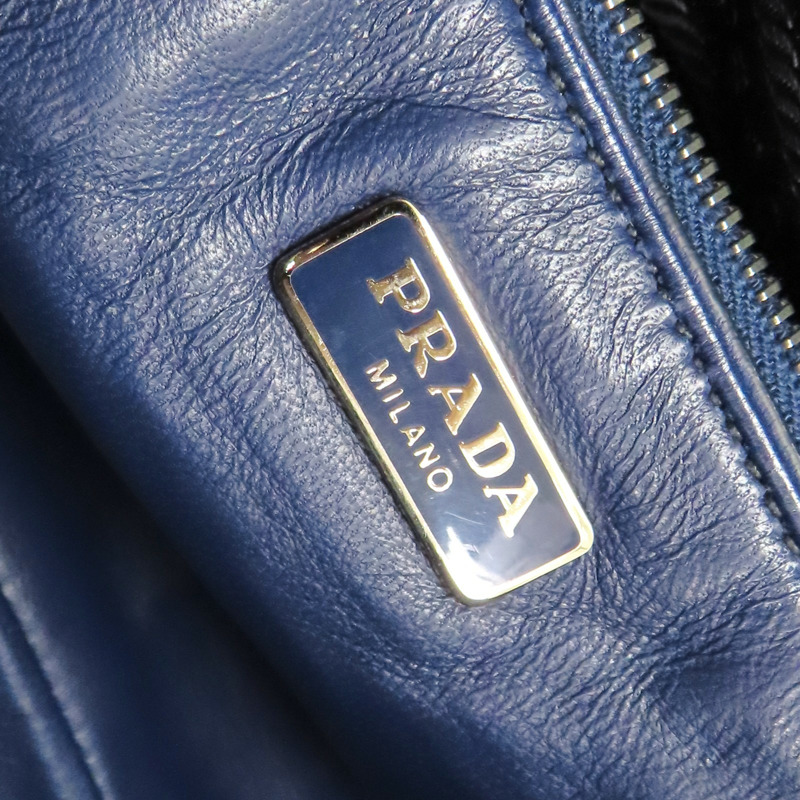 深藍色 羊皮 鍊帶肩背包【PRADA 普拉達】 BT0939-6