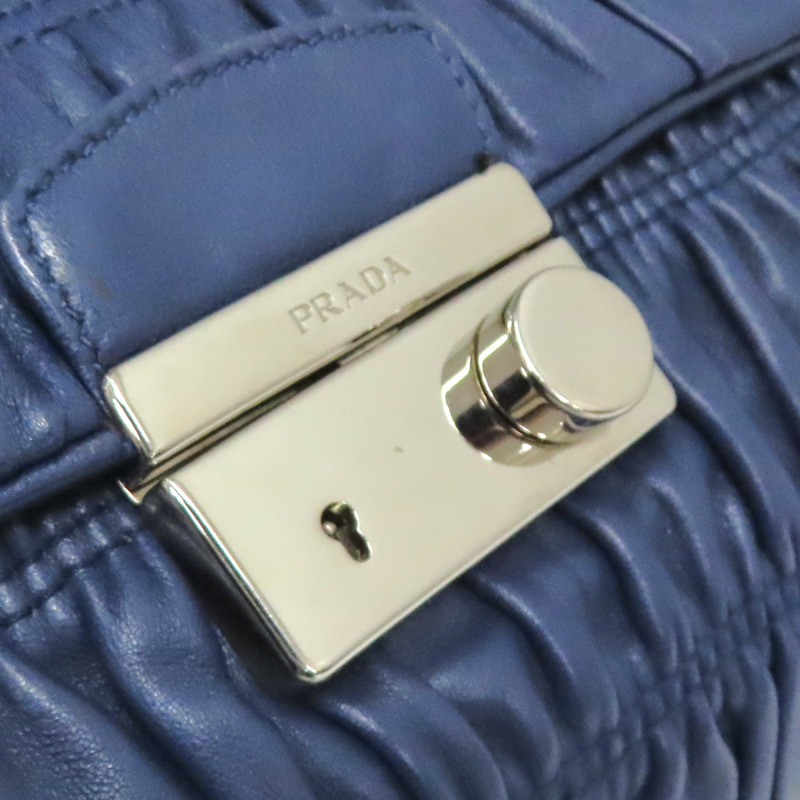 深藍色 羊皮 鍊帶肩背包【PRADA 普拉達】 BT0939-8