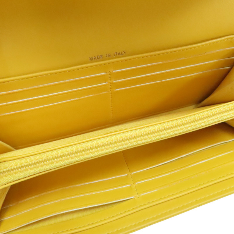 黃色 羊皮 Boy 釦式長夾 金釦 (無卡)【CHANEL 香奈兒】 A80286-3