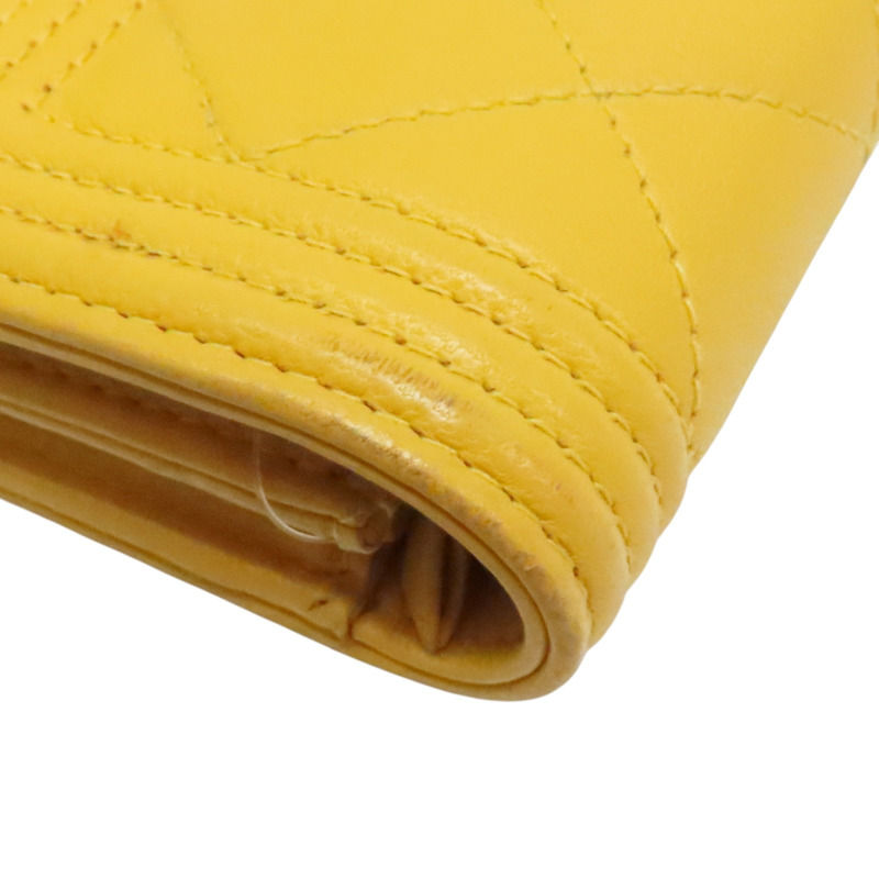 黃色 羊皮 Boy 釦式長夾 金釦 (無卡)【CHANEL 香奈兒】 A80286-6