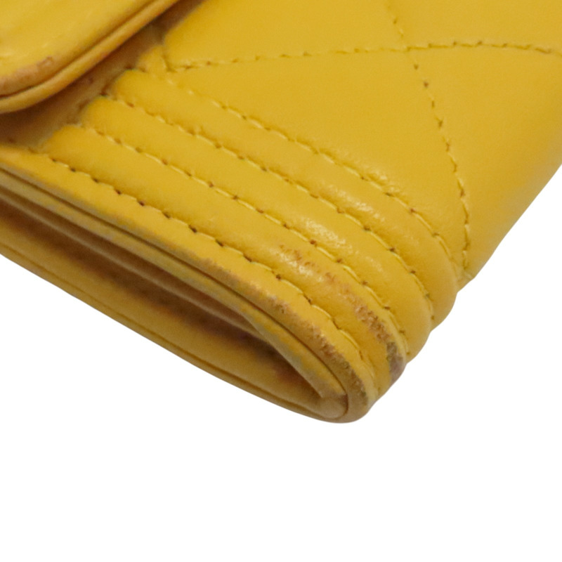 黃色 羊皮 Boy 釦式長夾 金釦 (無卡)【CHANEL 香奈兒】 A80286-8