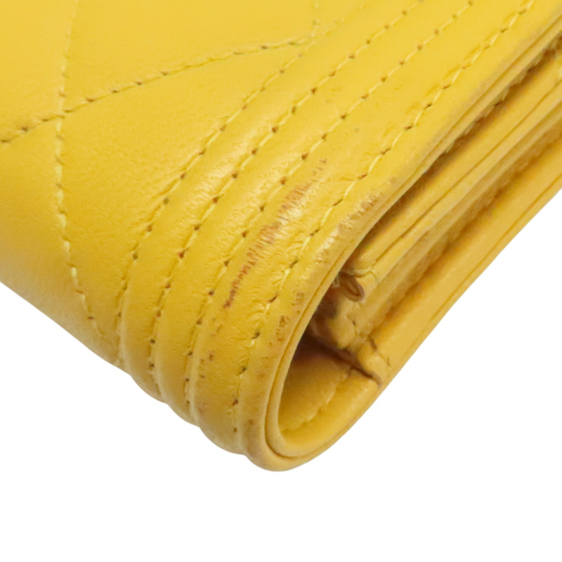 黃色 羊皮 Boy 釦式長夾 金釦 (無卡)【CHANEL 香奈兒】 A80286-9