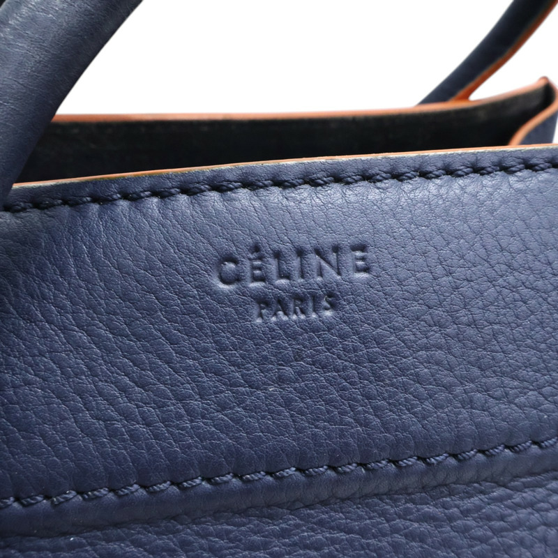 藍色牛皮 橘色油邊 Phantom Luggage 手提包【CELINE 賽琳】-5