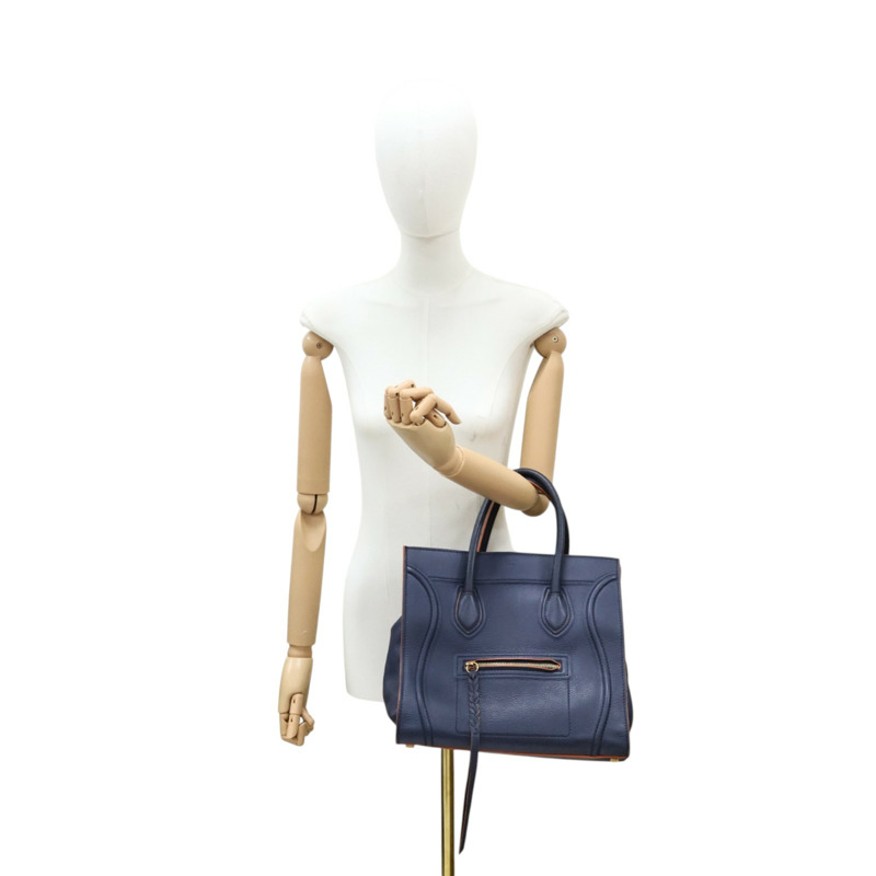 藍色牛皮 橘色油邊 Phantom Luggage 手提包【CELINE 賽琳】-7