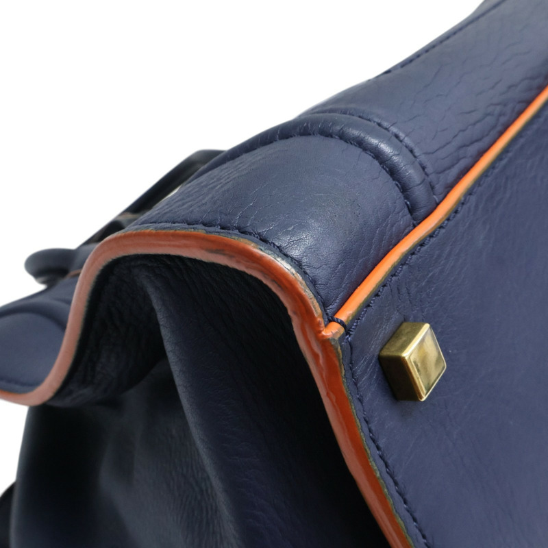 藍色牛皮 橘色油邊 Phantom Luggage 手提包【CELINE 賽琳】-8