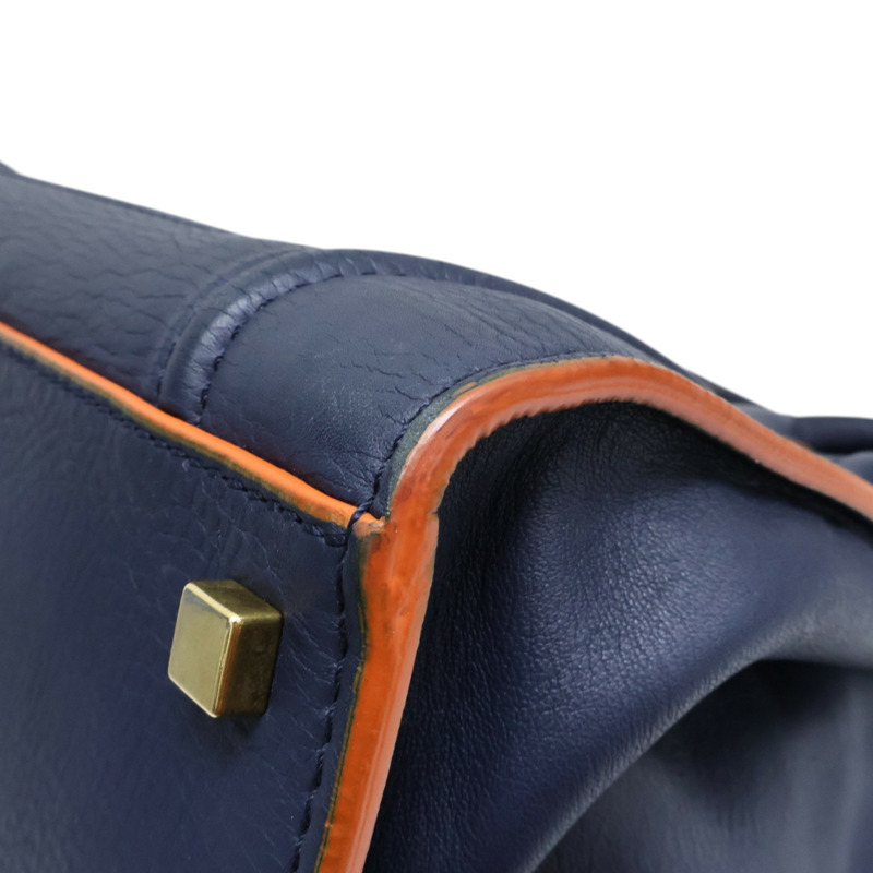 藍色牛皮 橘色油邊 Phantom Luggage 手提包【CELINE 賽琳】-9