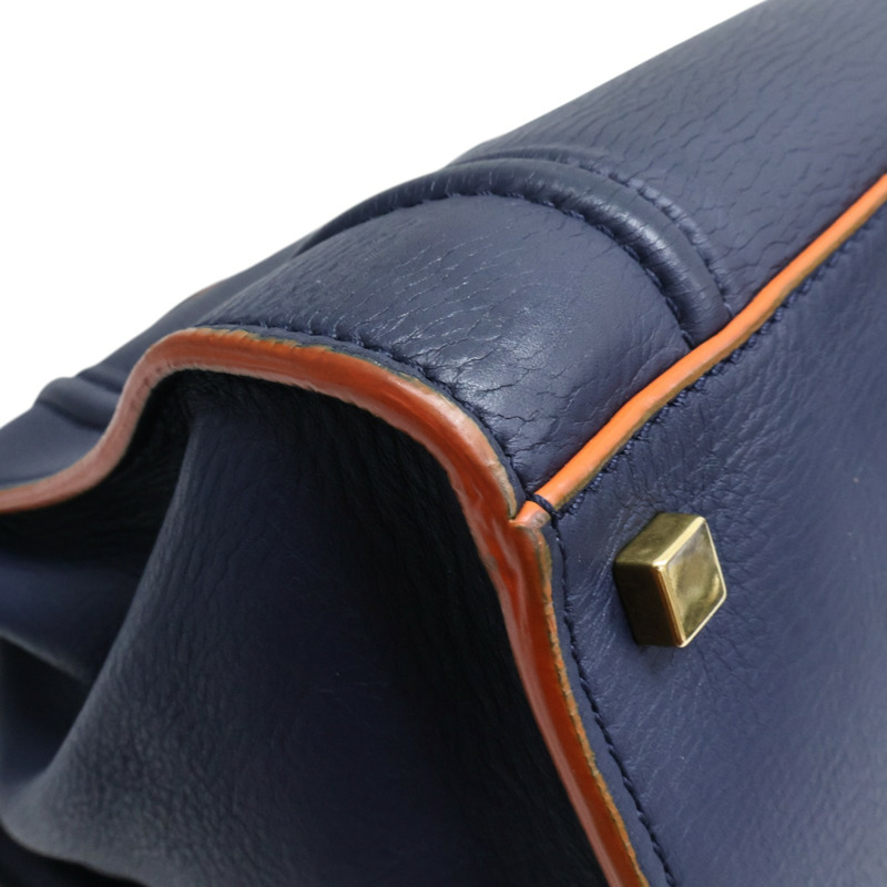 藍色牛皮 橘色油邊 Phantom Luggage 手提包【CELINE 賽琳】-10