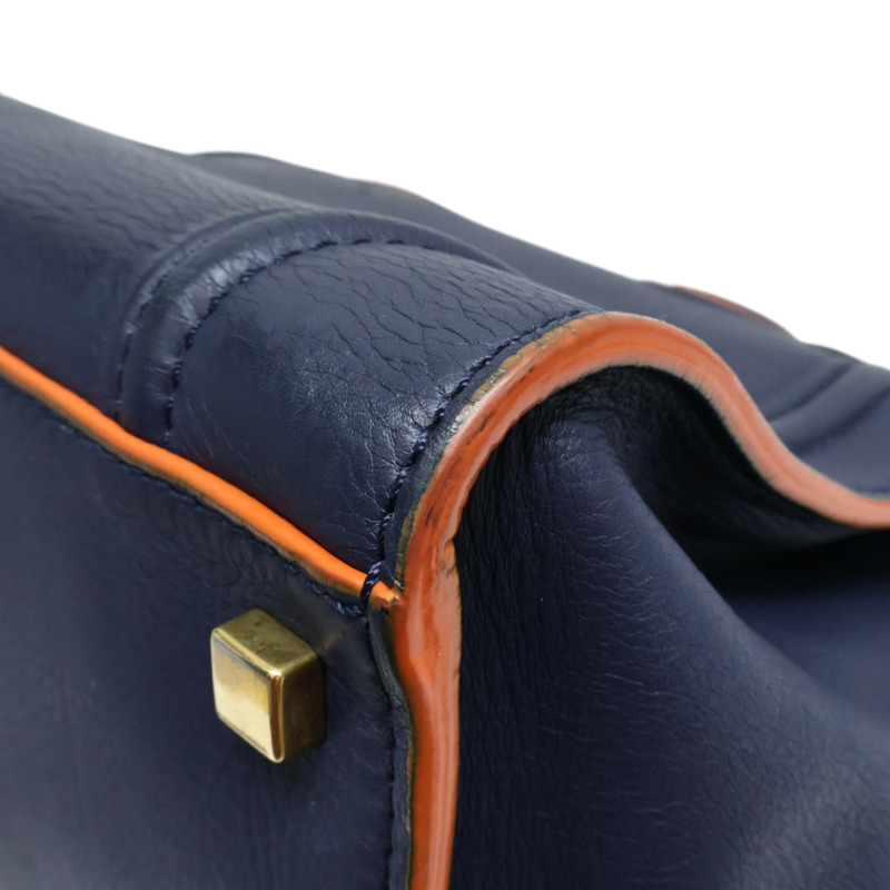 藍色牛皮 橘色油邊 Phantom Luggage 手提包【CELINE 賽琳】-11
