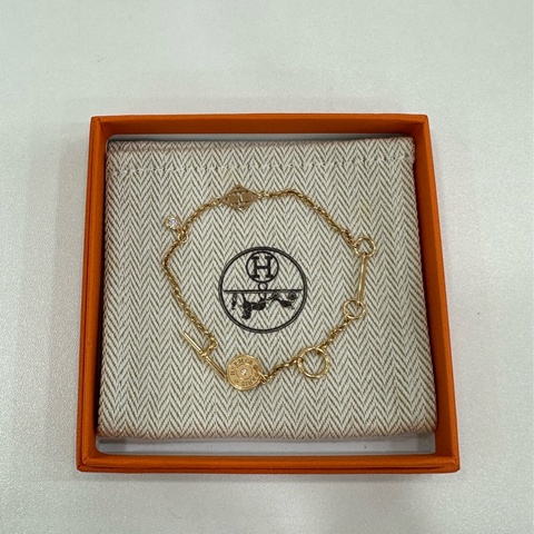 Hermes 愛馬仕 18k金鑲鑽Ex-Libris藏書章手鍊 SH