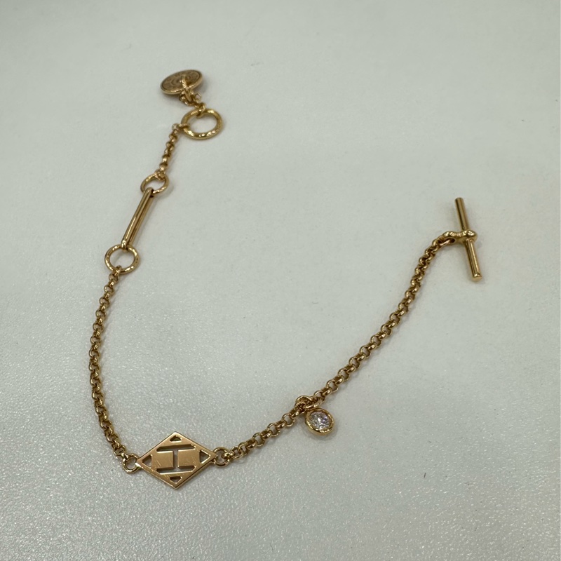 Hermes 愛馬仕 18k金鑲鑽Ex-Libris藏書章手鍊 SH-1