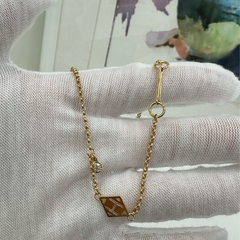 Hermes 愛馬仕 18k金鑲鑽Ex-Libris藏書章手鍊 SH-2