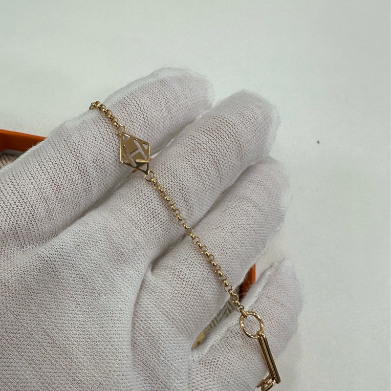 Hermes 愛馬仕 18k金鑲鑽Ex-Libris藏書章手鍊 SH-4