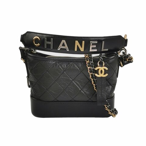 Chanel Gabrielle流浪包小號油蠟皮菱格絎縫雙鍊設計單肩包