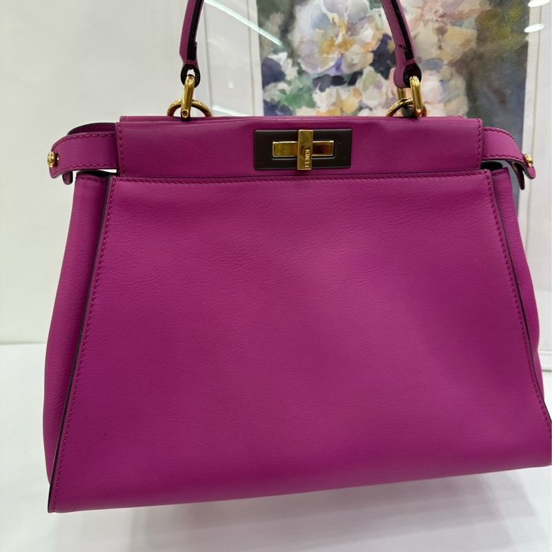 Fendi芬迪 Peekaboo 紫色手提斜背包-5