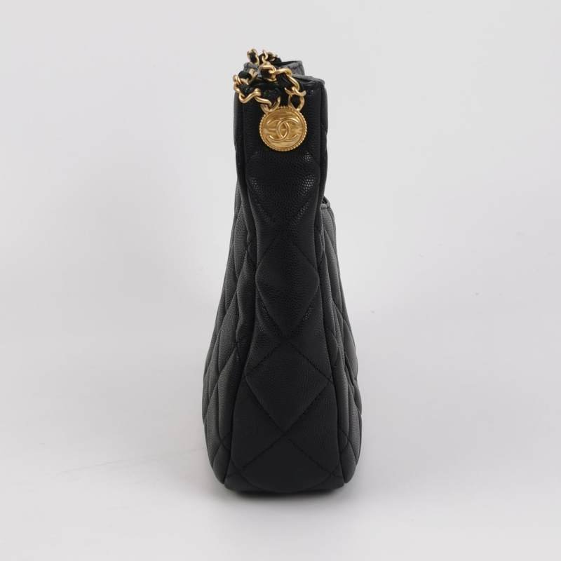 Chanel牛皮純色菱格絎縫雙C扣金幣鏈單肩 包包-2