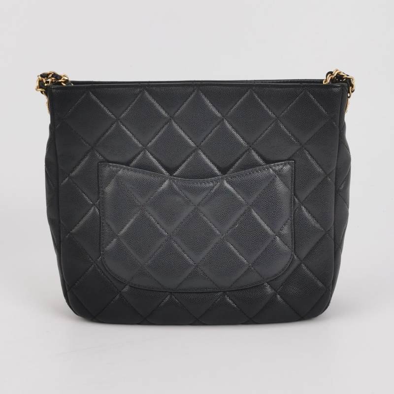 Chanel牛皮純色菱格絎縫雙C扣金幣鏈單肩 包包-4