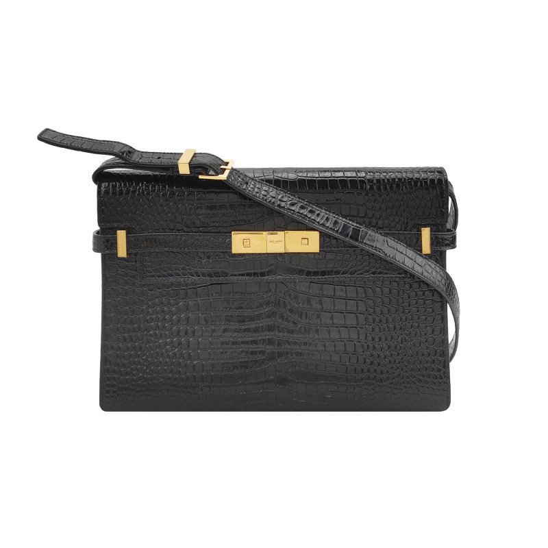 Saint Laurent Manhattan牛皮鱷魚紋肩包-0