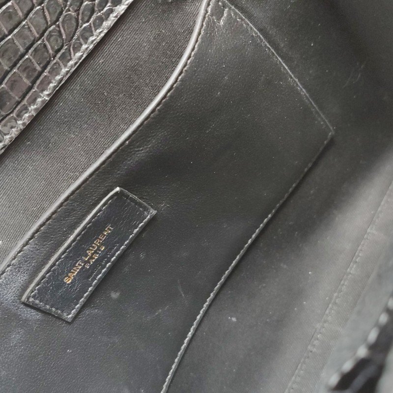 Saint Laurent Manhattan牛皮鱷魚紋肩包-11