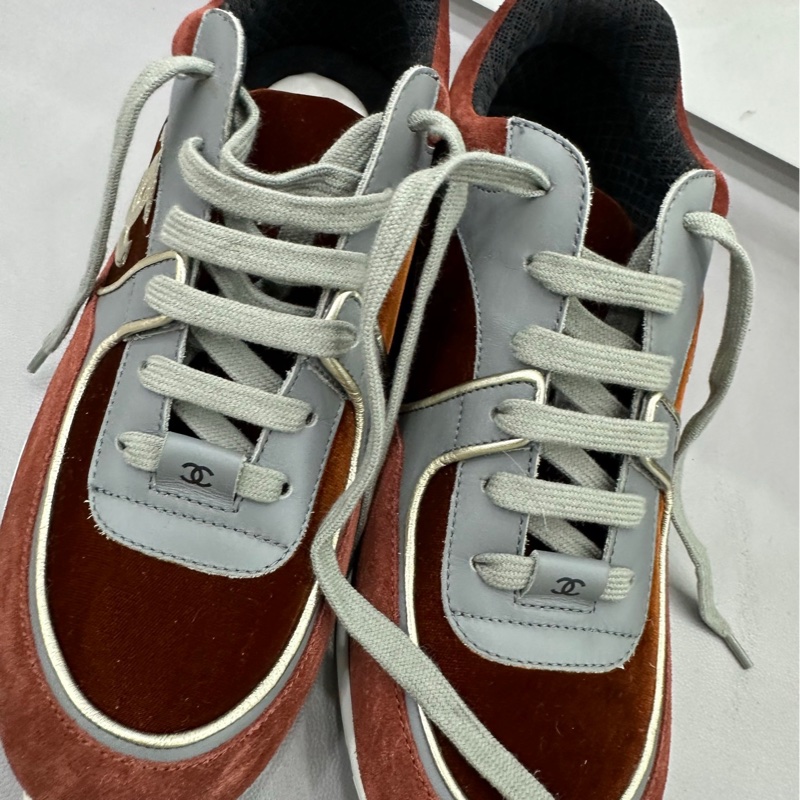 Chanel香奈兒/雙C酒紅色銀標運動鞋 39.5 碼數偏小-2