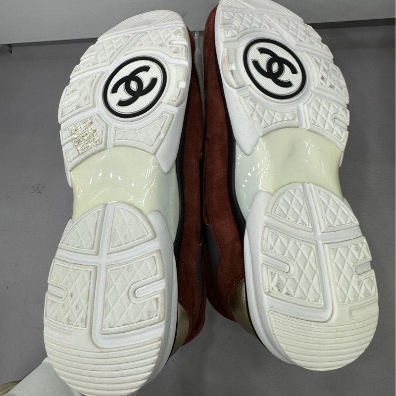 Chanel香奈兒/雙C酒紅色銀標運動鞋 39.5 碼數偏小-4