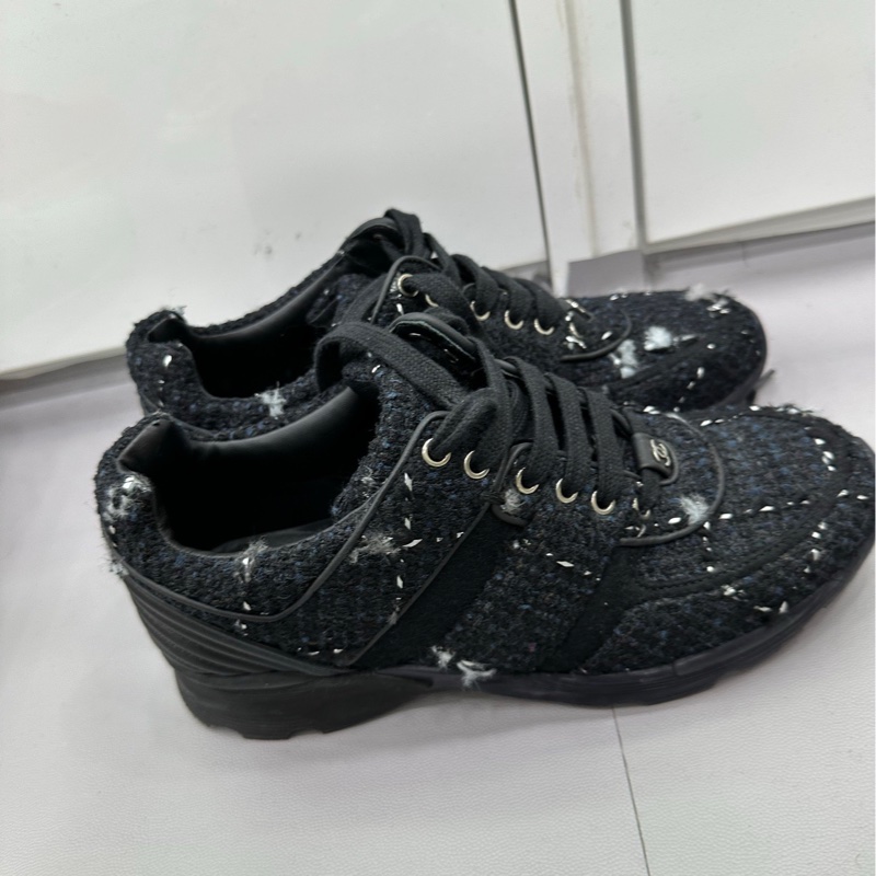 Chanel/香奈兒 黑色編織破壞運動鞋39.5-1
