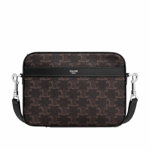 Celine 男士 TRIOMPHE CANVAS 拉鍊單肩包均碼碼小號、20.5cm*5cm*15cm