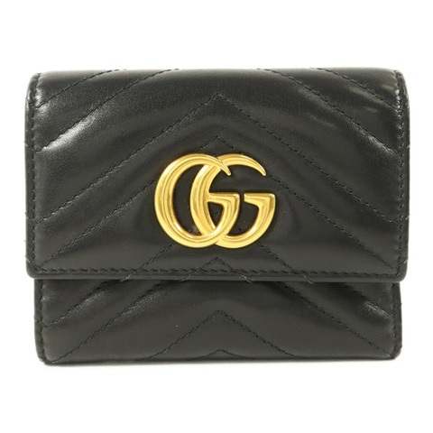 GUCCI 牛皮皮革GG Marmont Wallet金扣錢包