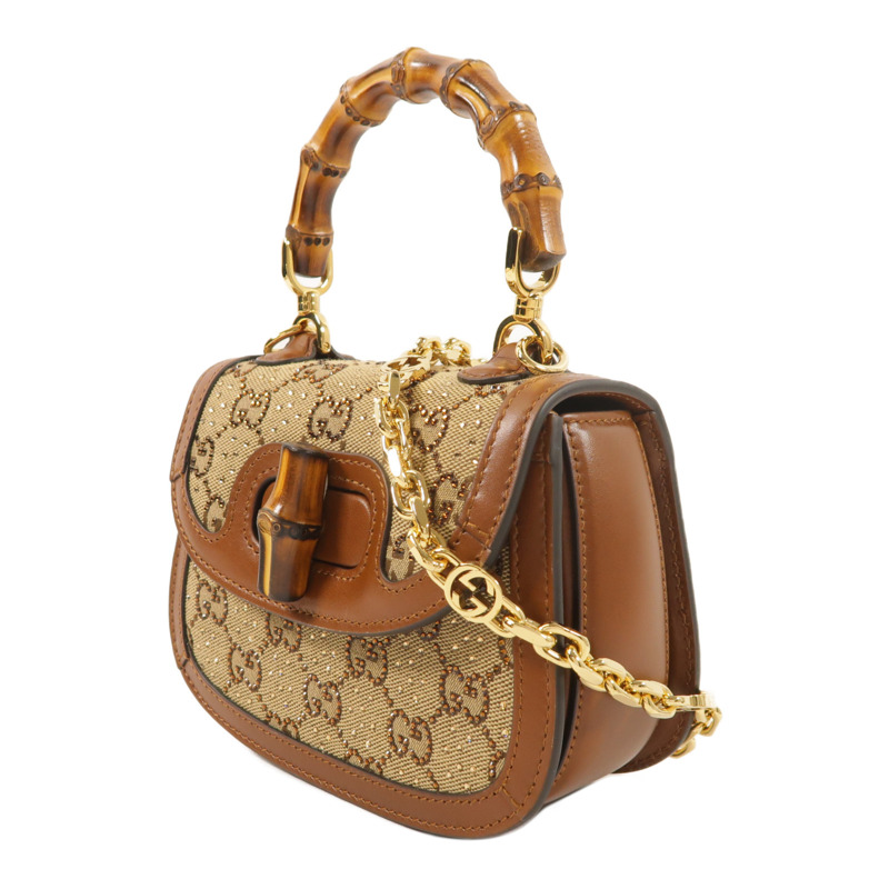 GUCCI 帆布Bamboo 1947 Mini手挽肩背兩用袋-2