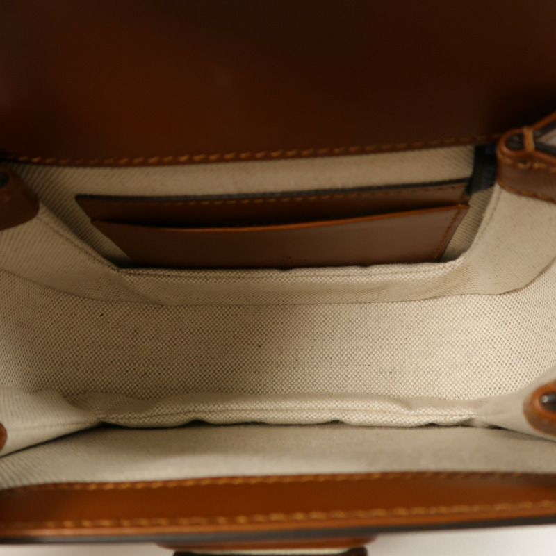 GUCCI 帆布Bamboo 1947 Mini手挽肩背兩用袋-4